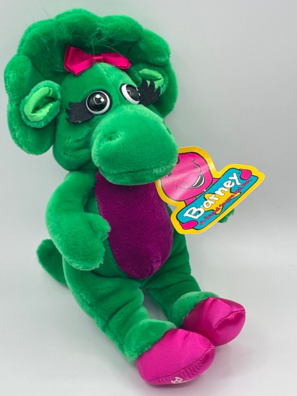 Vintage 1992 Barney & Friends Baby Bop 14 Inch Plush Green Triceratops NWT